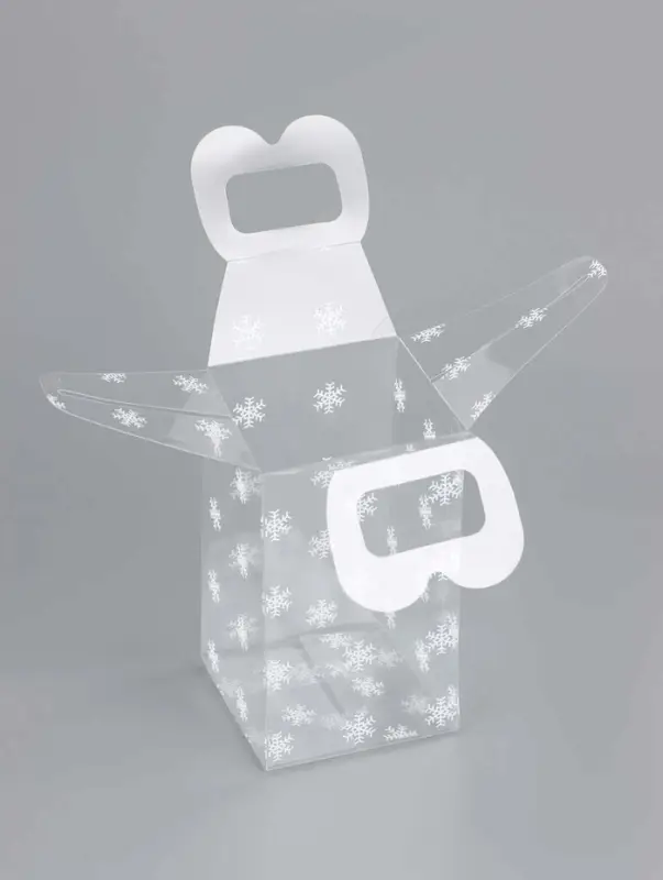 Коробка подарочная новогодняя складная ПВХ &laquo;Снежинки&raquo; 12&times;7&times;7 см