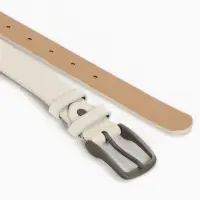 Ремень женский с винтом, 110&times;2.8 см, классическая пряжка металл, серебристая, белый