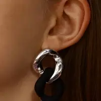 Серьги металл &laquo;Цепь&raquo;, диагональ, 2 полых ромба, серебристо-чёрные