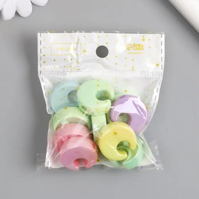 Бусина для творчества пластик "Месяц. Перламутровый глянец" МИКС 0,8х2,3х2,3 см