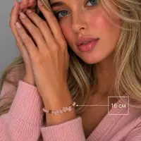 Браслет, длина 16 см, розовый, золотой