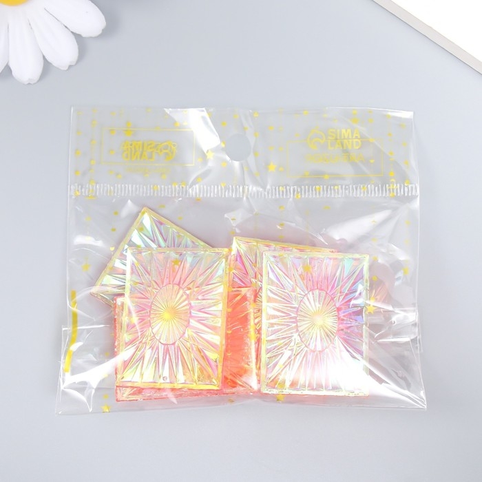 Декор для творчества пластик Декор для творчества пластик "Вспышка" голография розовый набор 6 шт 4х3 см