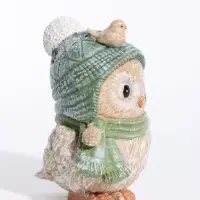 Фигурка &laquo;Совёнок в шапке с бомбошками, с птичкой&raquo; 6.3&times;5.8&times;7.5 см