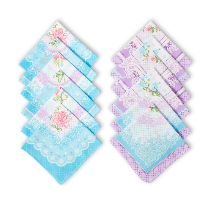 Платки носовые женские Этель  Платки носовые женские Этель "Нежность" 30*30 см, (набор 12 шт), рис. МИКС,100% хл