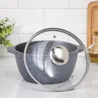 Кастрюля Мечта &laquo;Гранит&raquo;, 3 л, d=22 см, со стеклянной крышкой, антипригарное покрытие, литой алюминий, серая