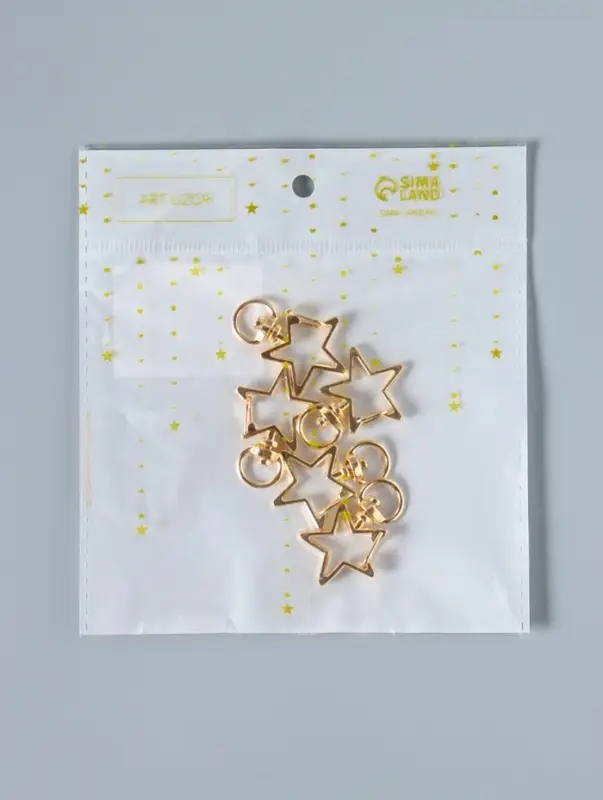 Карабин металлический &laquo;Звезда&raquo;, 34&times;24 мм / 8&times;2.2 мм, 5 шт., под золото