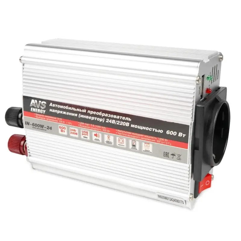 Автомобильный инвертор 24/220V AVS IN-600W-24