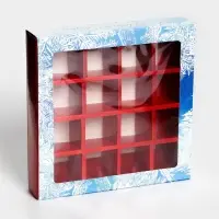 Коробка под 16 конфет новогодняя &laquo;Снегири&raquo;, 17.5&times;17.5&times;3.5 см