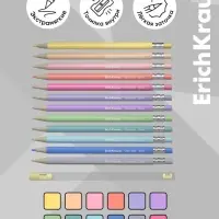 Карандаши механические 12 цветов ErichKrause Pastel Milky, шестигранные, 3 мм, с точилкой, в ПЭТ-боксе