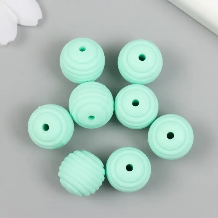 Бусина силикон "Круглая с фаской" мятно-зеленая d=1,5 см
