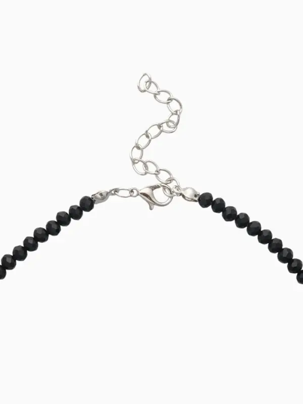 Чокер из бисера &laquo;Хрусталь&raquo;, сердце, чёрный в серебре, 36 см + 5 см доп, цепочка