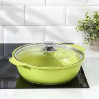 Кастрюля-жаровня KUKMARA Trendy style, 3 л, d=26 см, h=9 см, антипригарное покрытие, стеклянная крышка, зелёная