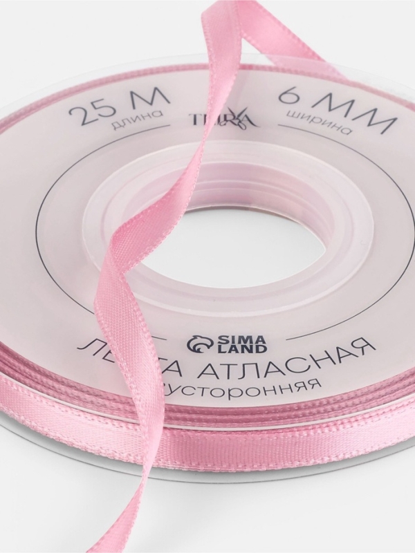 Лента атласная двухсторонняя №158 6мм*25±1м сакура TR
