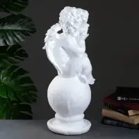 Фигура гипс &laquo;Ангел на шаре&raquo;, большой белый, 26&times;27&times;64 см