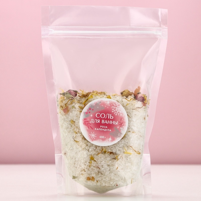 Соль для ванны с лепестками розы и календулы, 400 г, Новый Год Соль для ванны с лепестками розы и календулы, 400 г, Новый Год