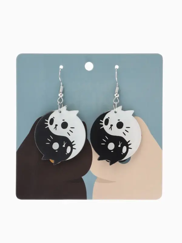 Серьги акриловые &laquo;Инь-ян&raquo;, котики, чёрно-белые