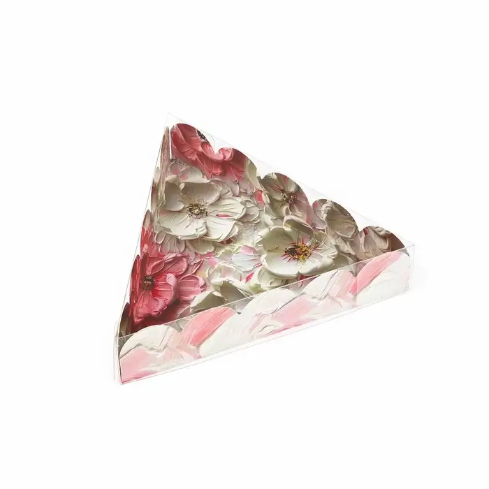 Коробка для кондитерских изделий с пластиковой крышкой «Розовые цветы», 18 х 3 см