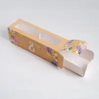 Коробка для макарун, кондитерская упаковка, &laquo;8 марта&raquo; 18&times;5.5&times;5.5 см