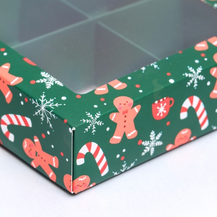 Новый год. Коробка под 4 конфеты, 12,6 х 12,6 х 3,5 Новый год. Коробка под 4 конфеты, 12,6 х 12,6 х 3,5 "Имбирный пряник" , кондитерская упаковка