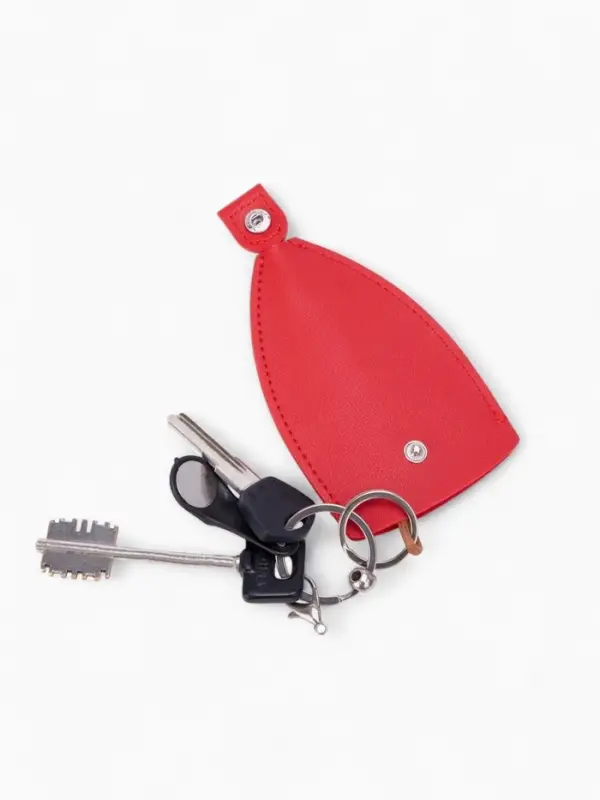 Ключница карманная с кольцом, размер 11.5&times;7.5&times;0.3 см, красная