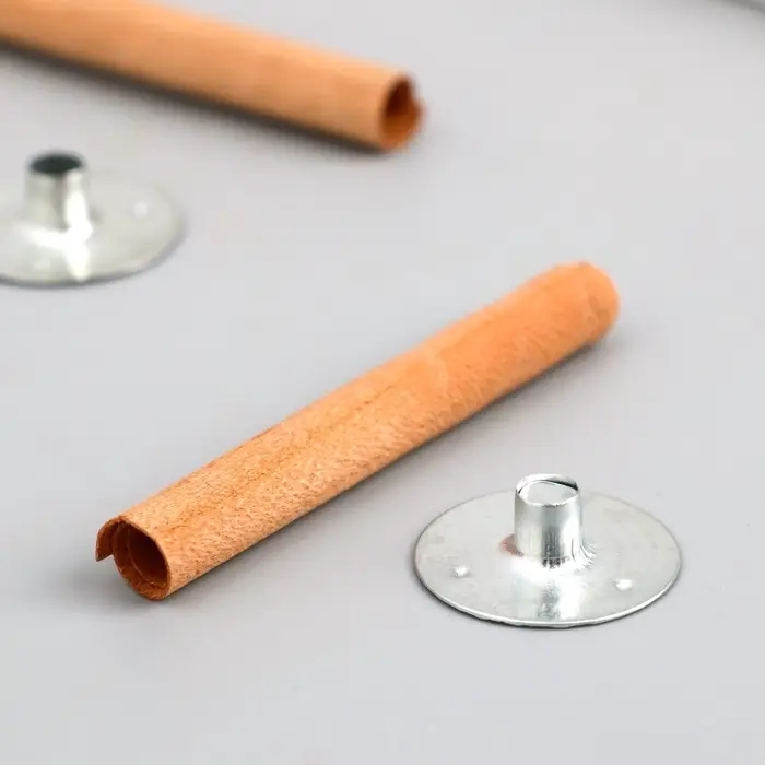 Фитиль для свечи дерево с металлическим держателем, круглый, набор 2 шт., 0.6&times;5 см