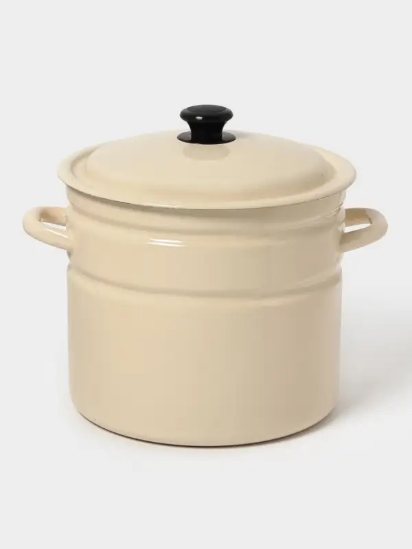 Кастр.цил.борт. 10л (слоновая)Без декора