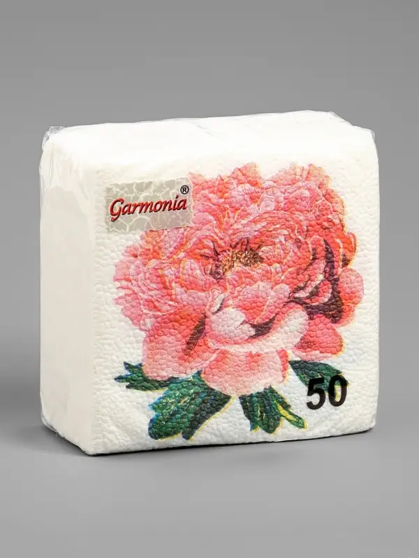 Салфетки бумажные Гармония цвета многоцветие Салфетки бумажные Гармония цвета многоцветие "Пион розовый", 24*24 см 50 листов