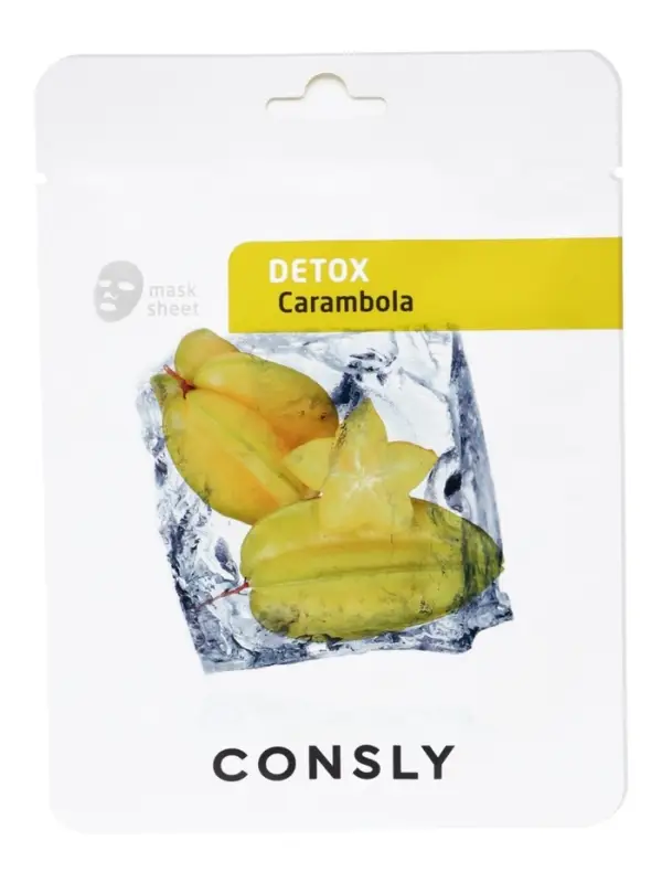 Выводящая токсины тканевая маска Consly с экстрактом карамболы, 20 мл
