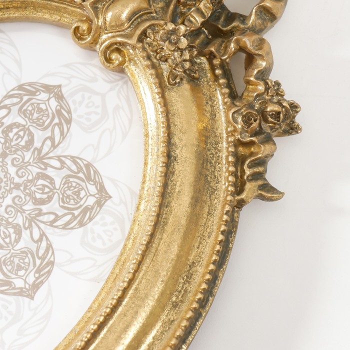 Фоторамка полистоун 10х15 см Фоторамка полистоун 10х15 см "Бант и медальон" состаренное золото 21х14 см