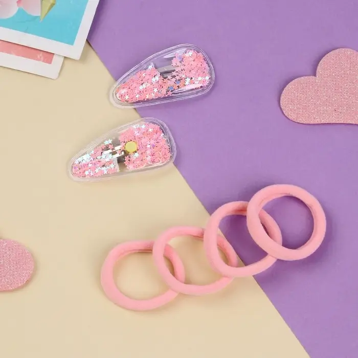 Набор для волос Набор для волос "Ариэль" (4 резинки 4 см, 2 невидимки 5 см) классика фруктики, розовый