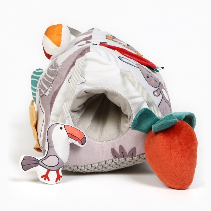 Развивающая игрушка «Подушечка Зверята», прорезыватель, погремушка, зеркало, Крошка Я Развивающая игрушка «Подушечка Зверята», прорезыватель, погремушка, зеркало, Крошка Я