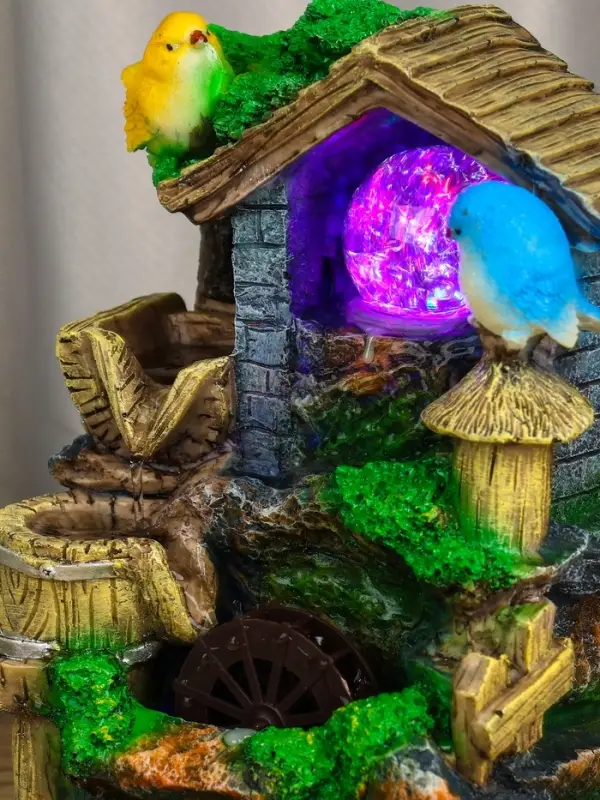 Фонтан "Птички на крыше" 24х15х12 см (с подсветкой)