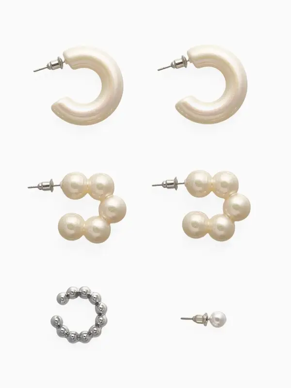 Набор серьги и каффы 7 шт Набор серьги и каффы 7 шт "Нежность", цветной в серебре