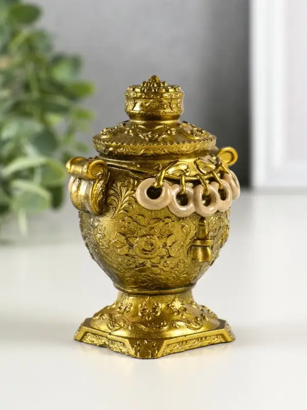 Фигурка гипс &laquo;Самовар&raquo;, 10&times;7 см, под золото