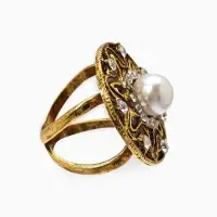 Кольцо для платка "Цветок в круге", цвет белый в чернёном золоте Кольцо для платка "Цветок в круге", цвет белый в чернёном золоте