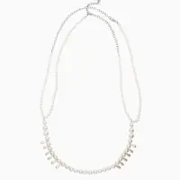 Бодичейн женский на тело &laquo;Жемчужные капли&raquo;, белый в серебре