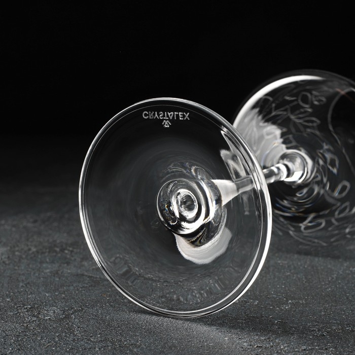 Набор бокалов для вина «Экстра», 460 мл, декор листья, 6 шт Набор бокалов для вина «Экстра», 460 мл, декор листья, 6 шт