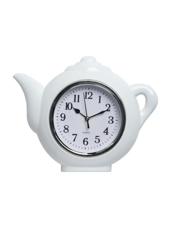 Часы настенные интерьерные, &laquo;Чайник&raquo;, дискретный ход, d=13 см, 30&times;23 см, белые, от батарейки 1&times;АА
