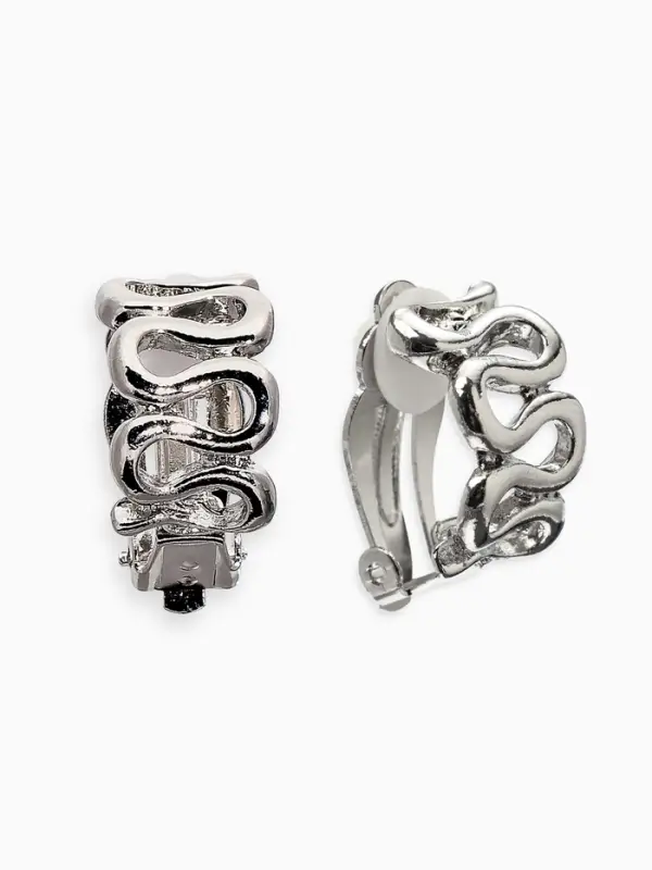 Серьги клипсы для ушей QF &laquo;Змейка&raquo;, цвет серебро