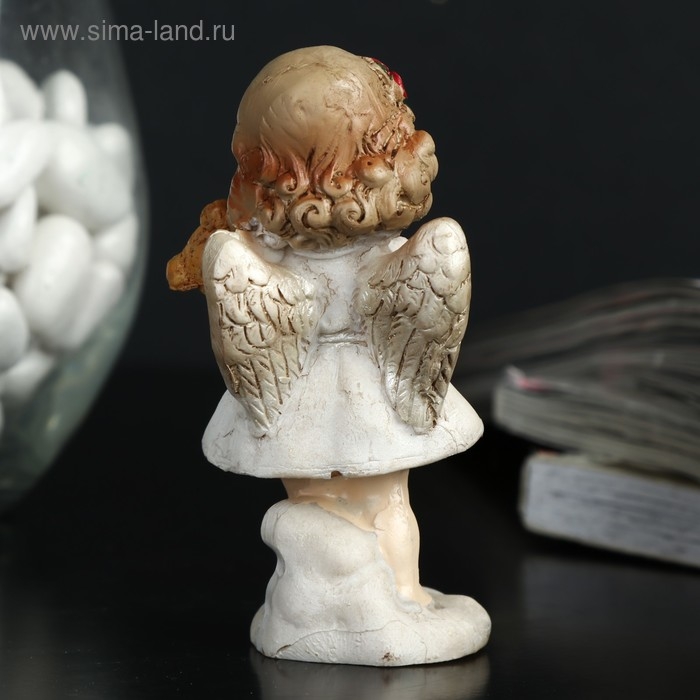 Сувенир полистоун Сувенир полистоун "Ангелочек-девочка с пухлыми щечками с мишкой" 9х3,5х3,5 см