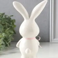 Сувенир керамика "Зайка с розовым сердечком" с кружевом 9,4х6,1х16,8 см