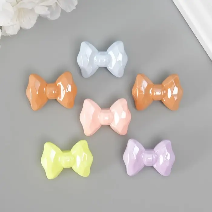 Бусина для творчества пластик  Бусина для творчества пластик "3D бант с гранями" пастель МИКС 2,5х3,4х1,4 см