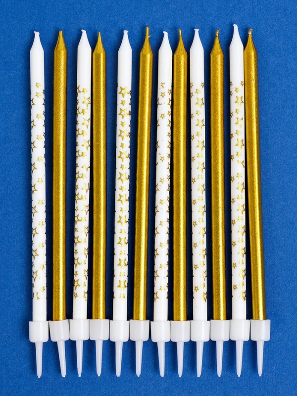 Набор свечей для торта Набор свечей для торта "Звёздочки", 12 шт. золотой и белый