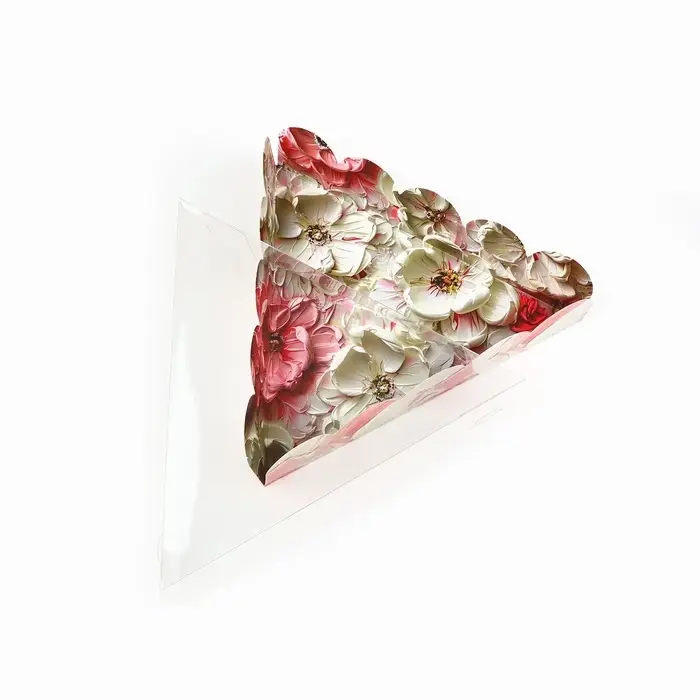 Коробка для кондитерских изделий с пластиковой крышкой «Розовые цветы», 18 х 3 см