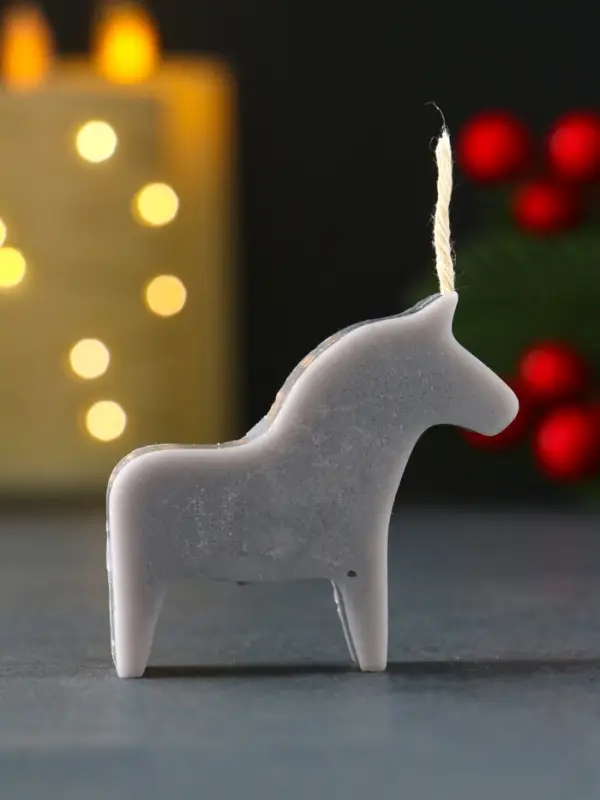 Свеча новогодняя "Лошадка мини" 55х50 мм, серый
