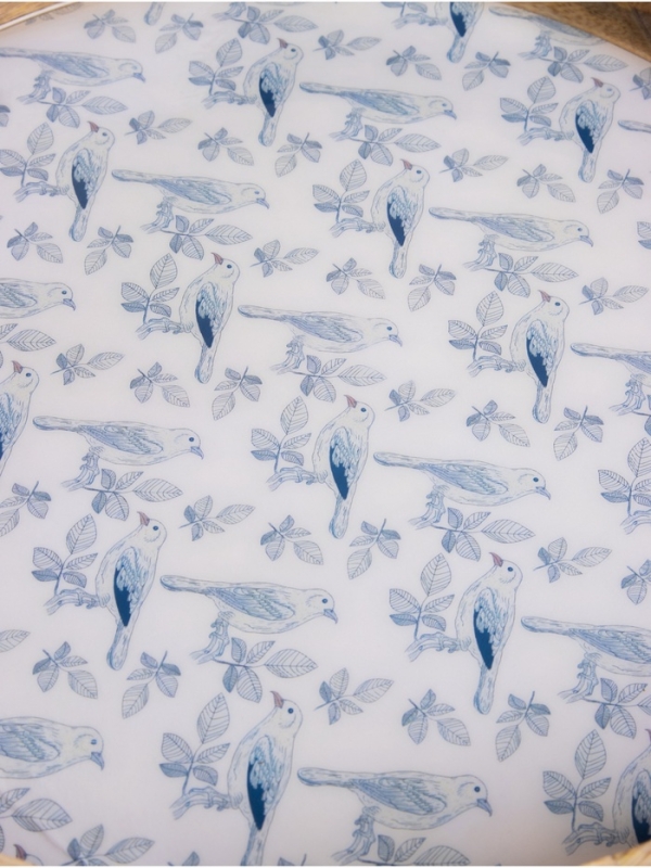 Поднос круглый с бортиками Поднос круглый с бортиками "Синие птицы" дерево манго 35х35х6,5 см