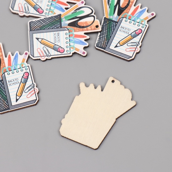 Декор для творчества дерево Декор для творчества дерево "Канцелярский набор" набор 5 шт 4,5х3,5х0,3 см