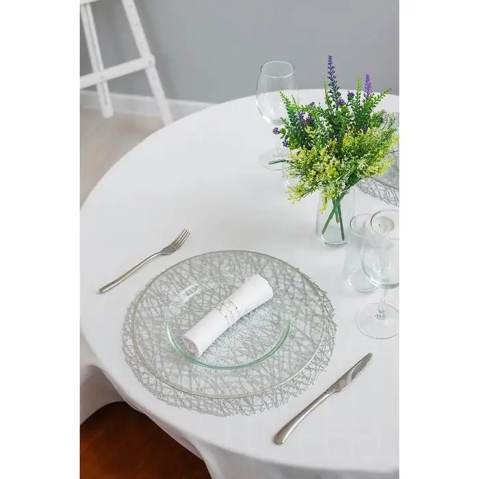 Салфетки сервировочные на стол Доляна &laquo;Соломка&raquo;, d=38 см, 4 шт., серебряные
