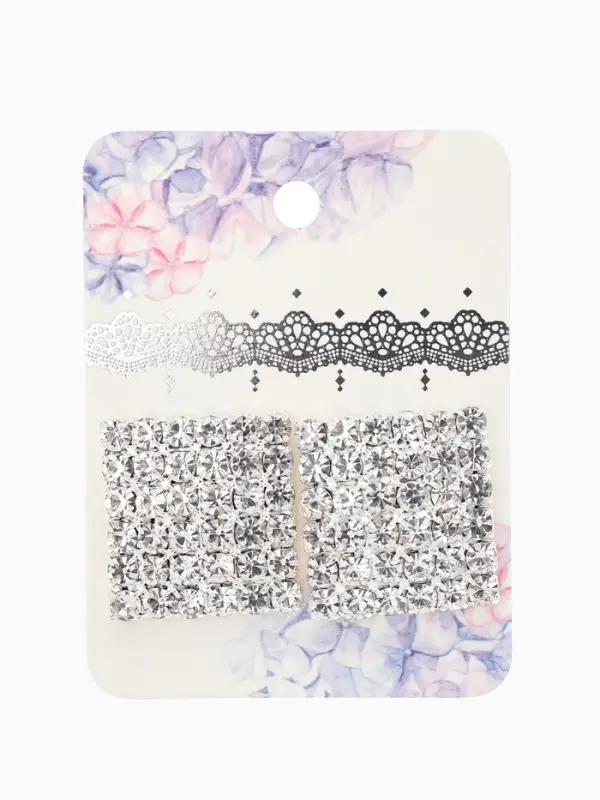 Серьги со стразами "Квадрат" 20*20мм, цвет белый в серебре