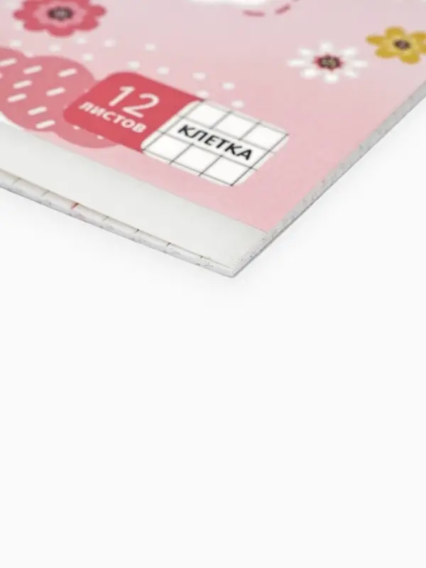 Тетрадь в клетку, 12 листов, А5, на скрепке, блок №1 &laquo;Милые животные&raquo; МИКС